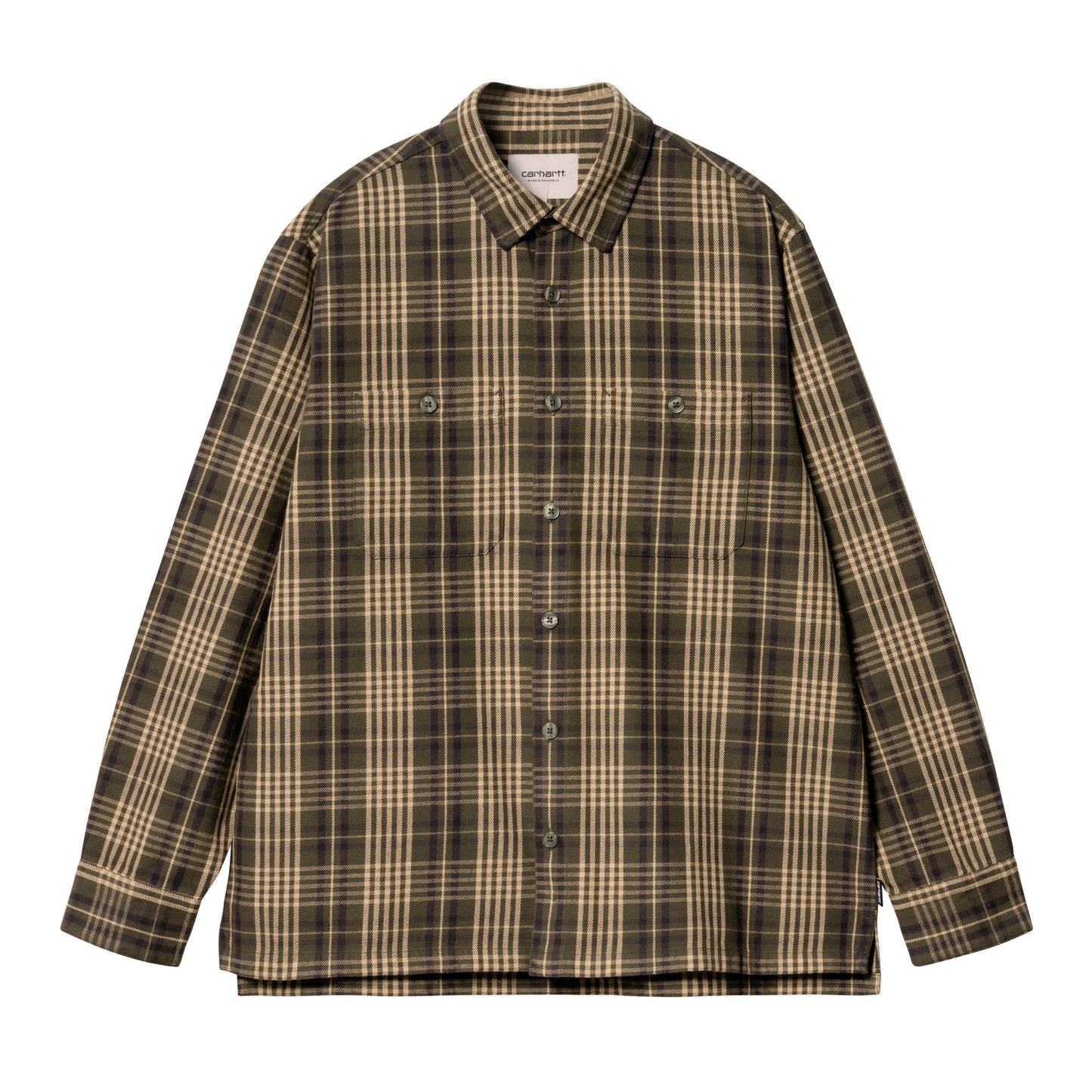 Carhartt WIP - L/S Mandlik Shirt - OFFICE GREEN / Grøn||Tern - Skjorter