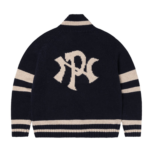 No Problemo - NYP Varsity Zip Thru Knit - NAVY / Blå - Strik