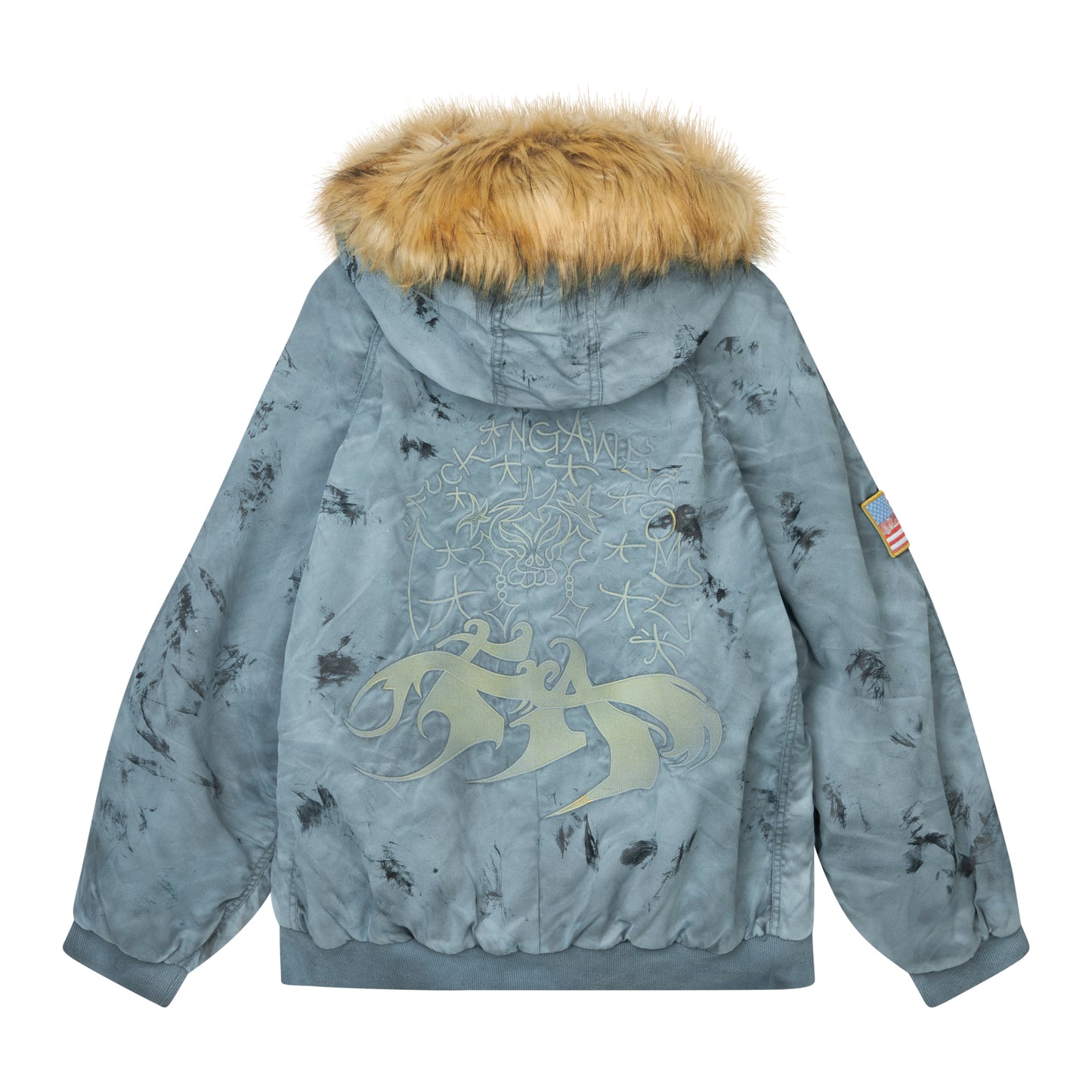 Fucking Awesome - Savie Hooded Bomber Jacket - BLACK / Blå - Jakker