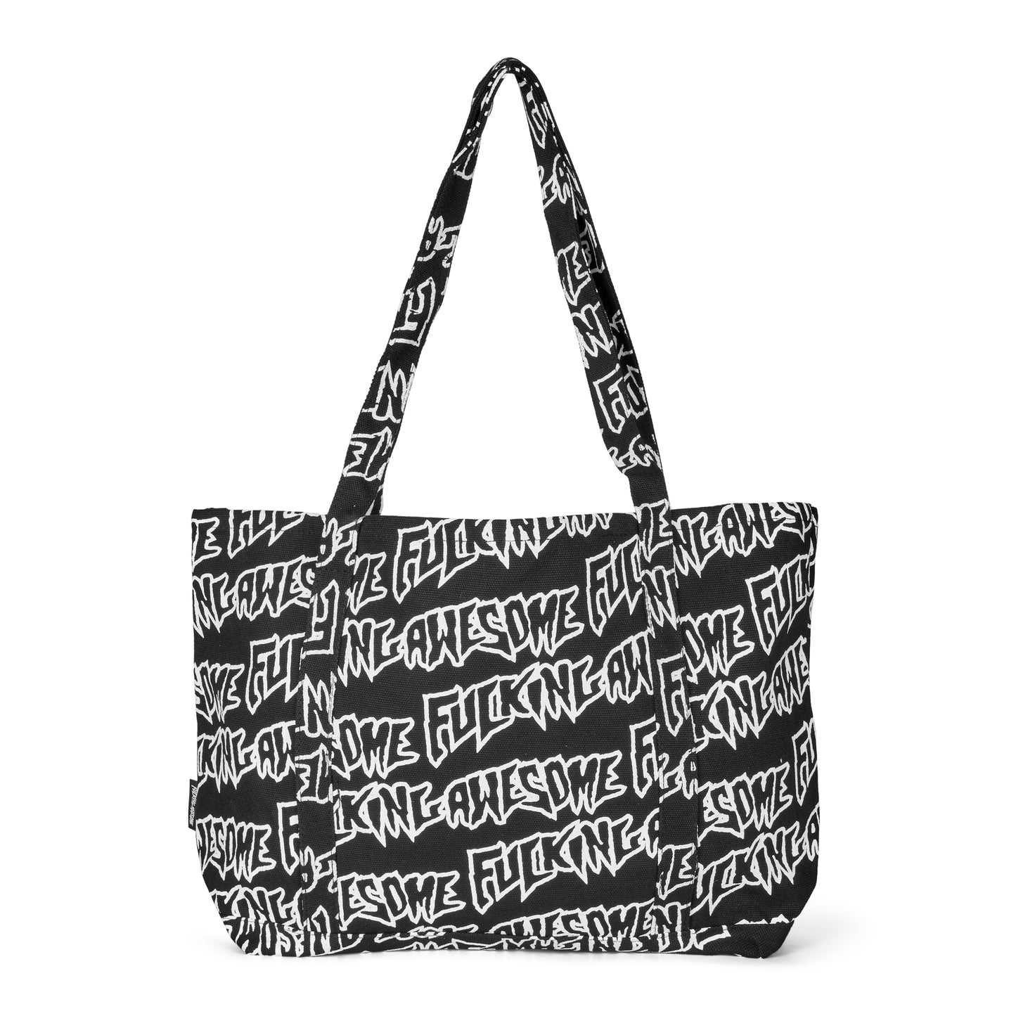 Fucking Awesome - AOP Stamp Logo Tote Bag - BLACK / WHITE / Sort||Hvid - Accessories