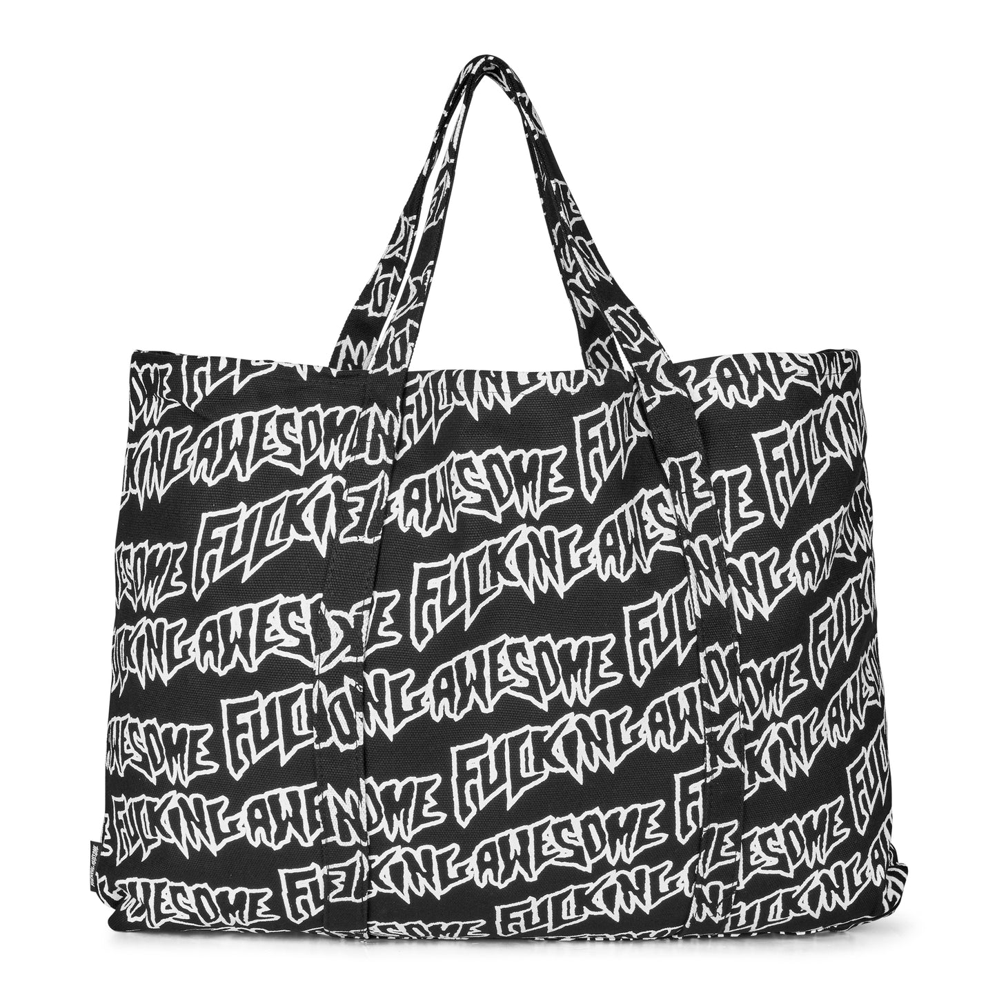 Fucking Awesome - AOP Stamp Logo Large Tote Bag - BLACK / WHITE / Sort||Hvid - Accessories