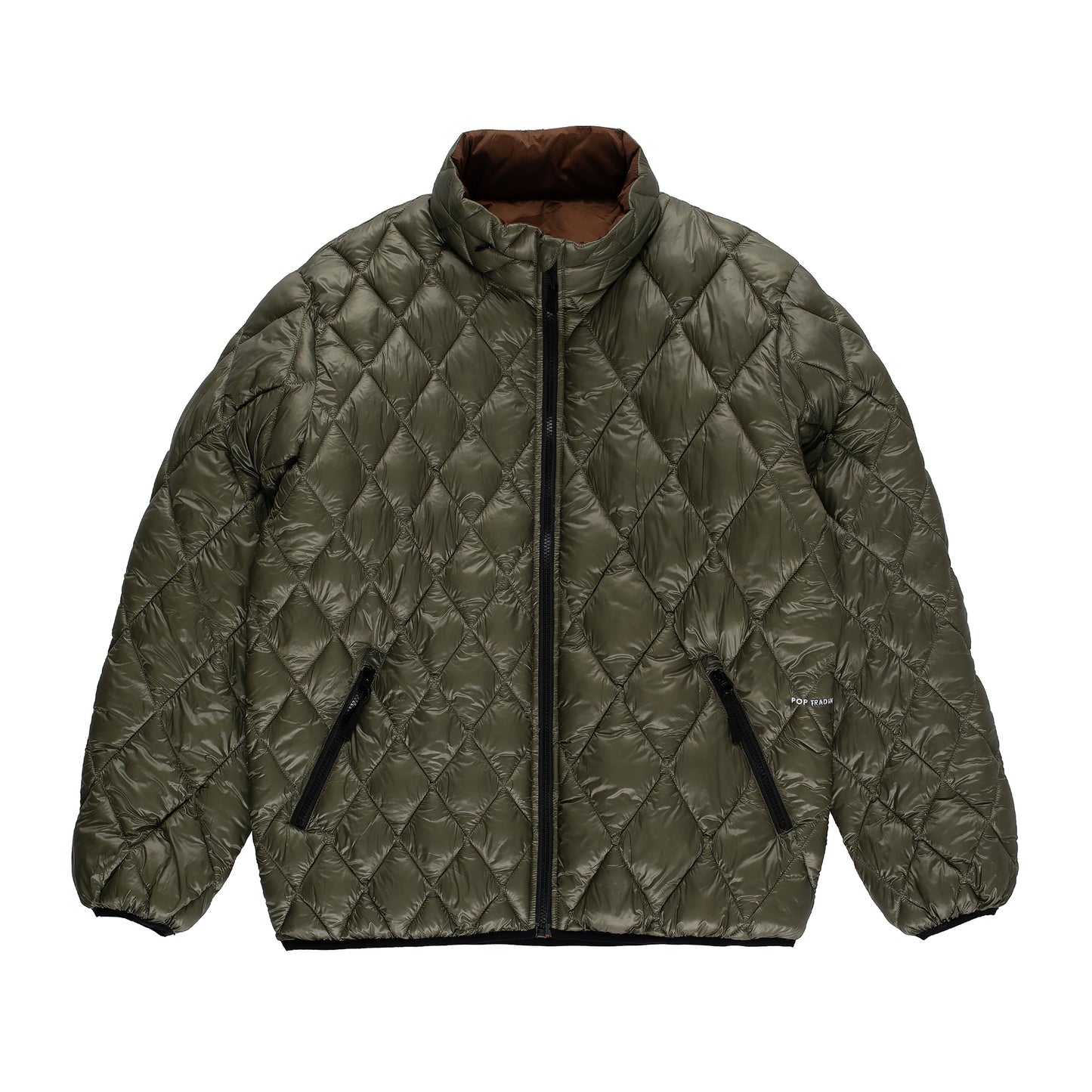 Pop Trading Company - Quilted Reversible Jacket - FOUR LEAF CLOVER/BIS / Brun||Grøn - Jakker