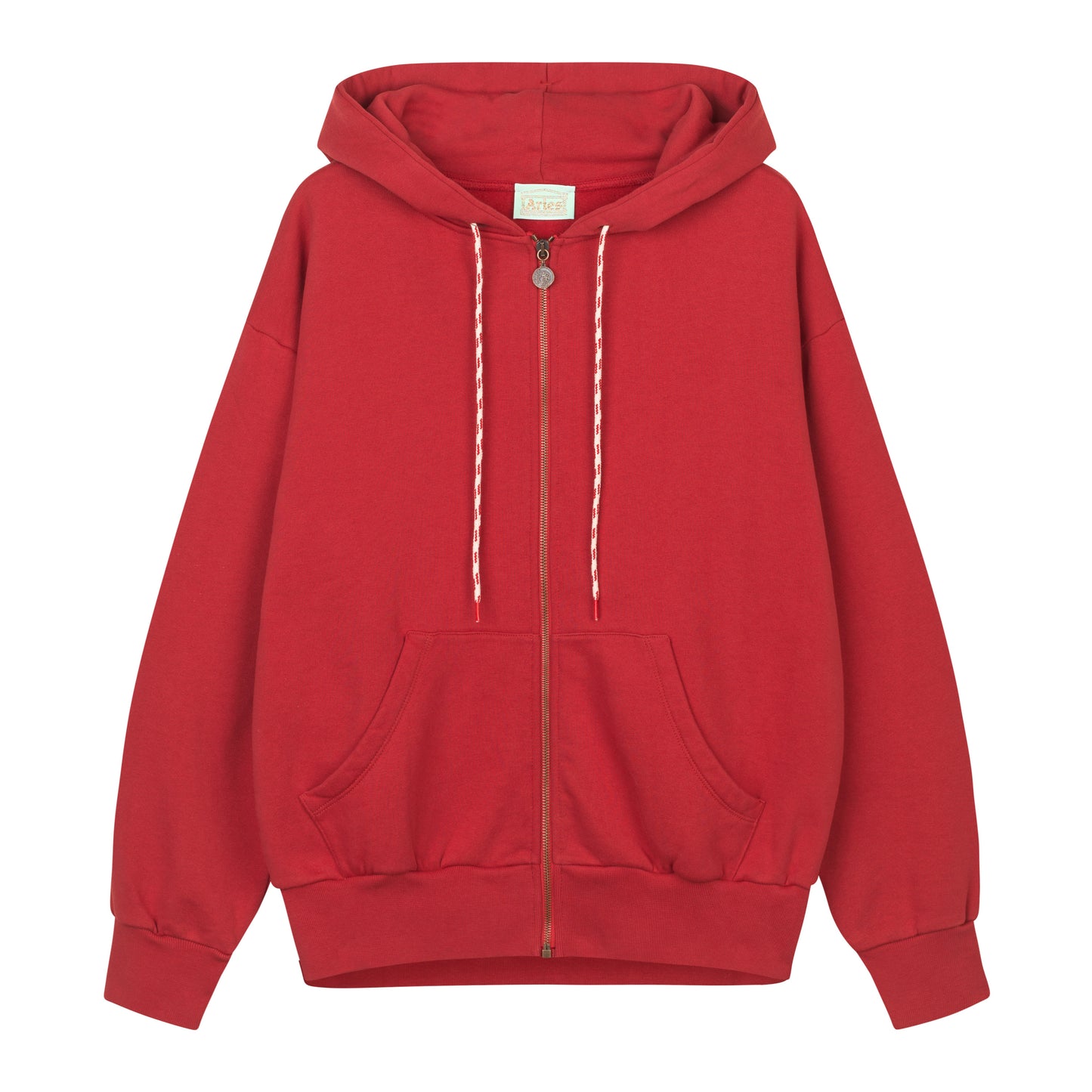 Aries - Temple Zip Through Hoodie - RED / Rød - Sweatshirts