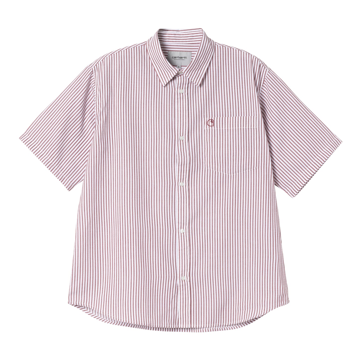 Carhartt WIP - S/S Phelps Shirt - PHELPS STRIPE, MULBE / Rød||Striber - Skjorter