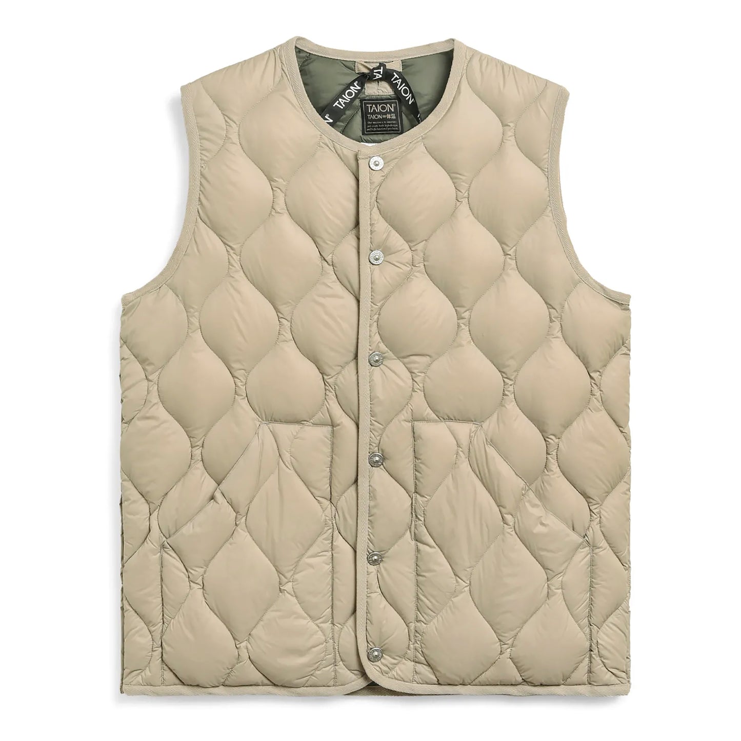 Taion - Military Crew Neck Down Vest - BEIGE / Beige - Jakker