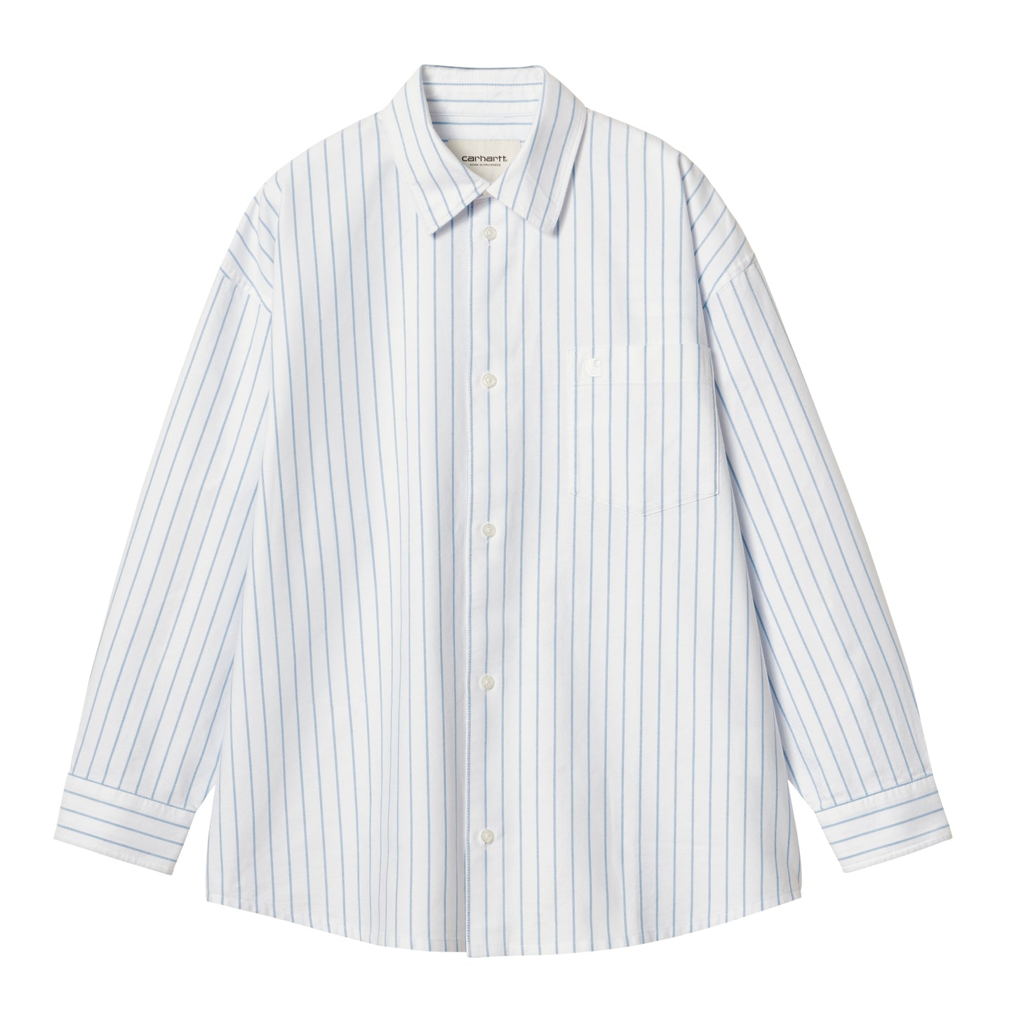 Carhartt WIP - W' L/S Dowlen Shirt - WHITE / WHITE / Hvid||Striber - Skjorter