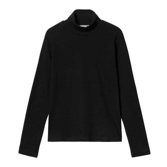 Carhartt WIP - W' L/S Signature Mockneck T-S - BLACK / Sort - T-Shirts