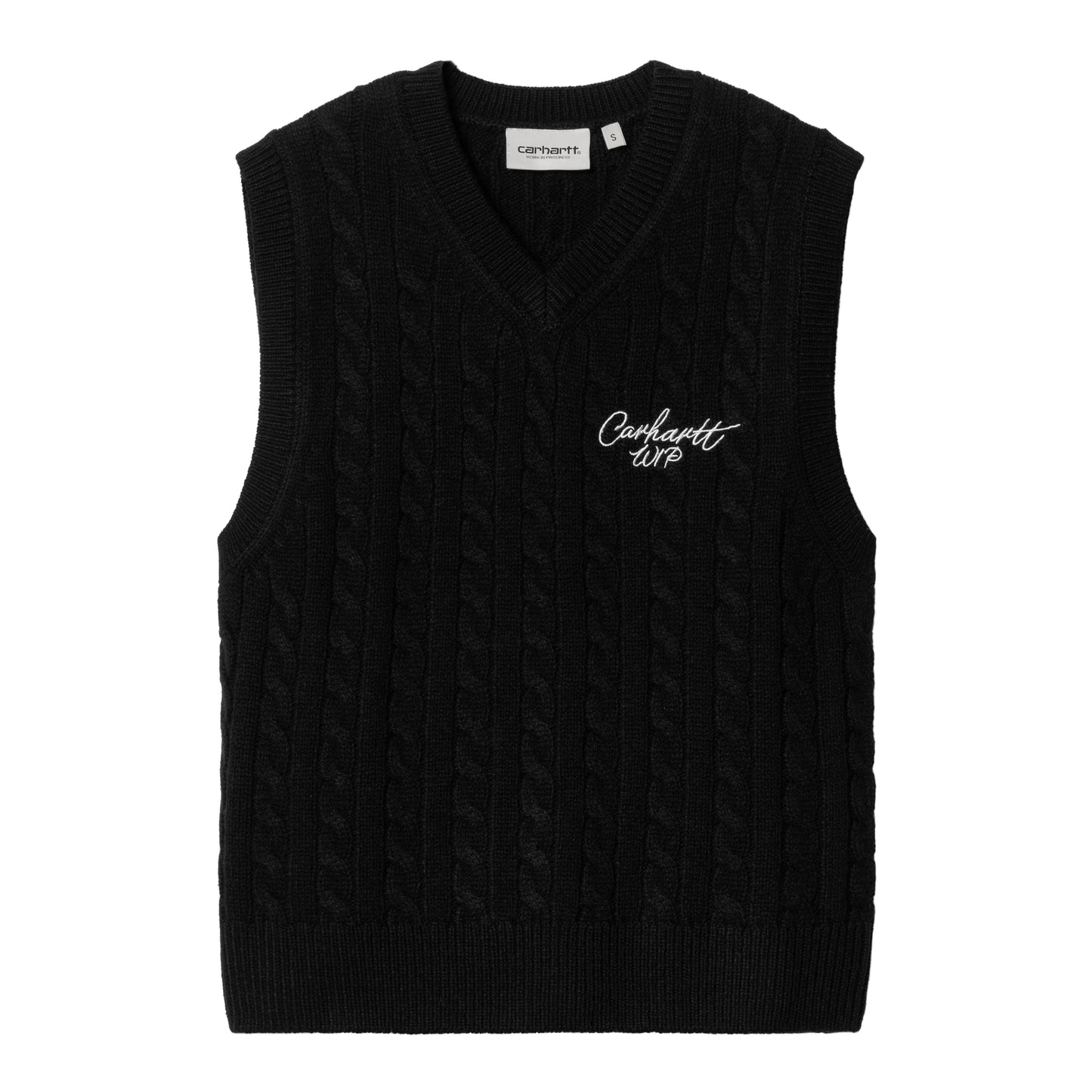 Carhartt WIP - W' Signature Vest Sweater - BLACK / WAX / Sort - Strik
