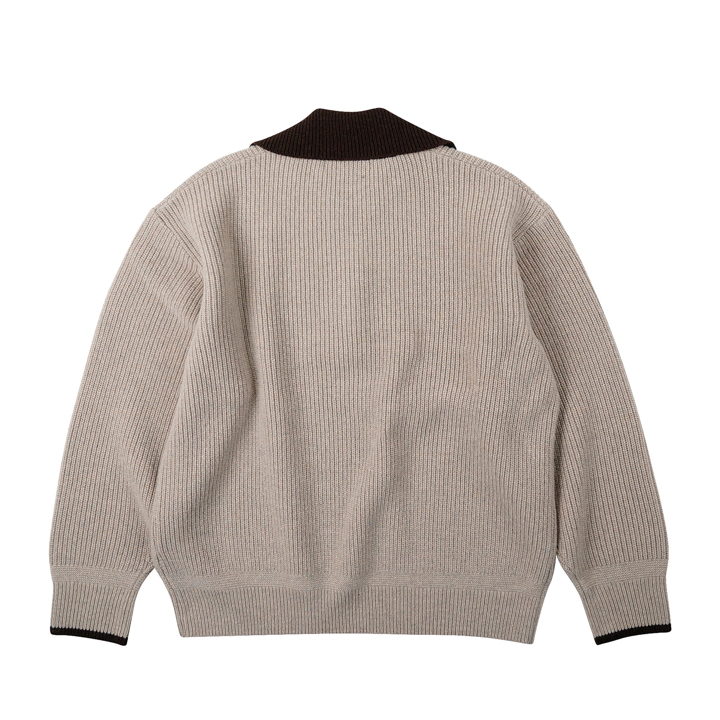 Frizmworks - Contrast Collar Half Zip Knit - COCOA / Beige - Strik