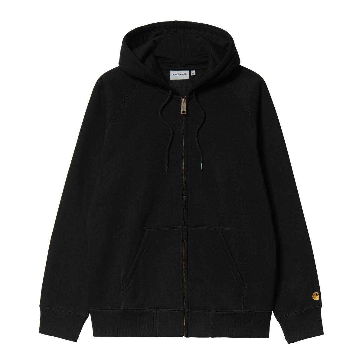 Carhartt WIP - Hooded Chase Jacket - BLACK / GOLD / Sort - Sweatshirts