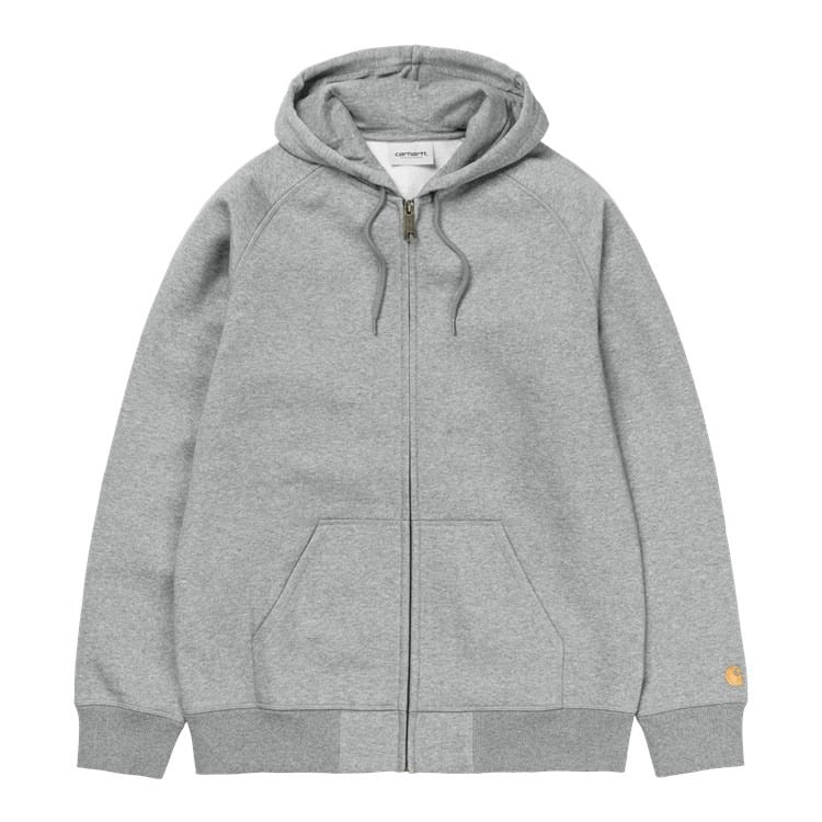Carhartt WIP - Hooded Chase Jacket - GREY HEATHER / GOLD / Grå - Sweatshirts