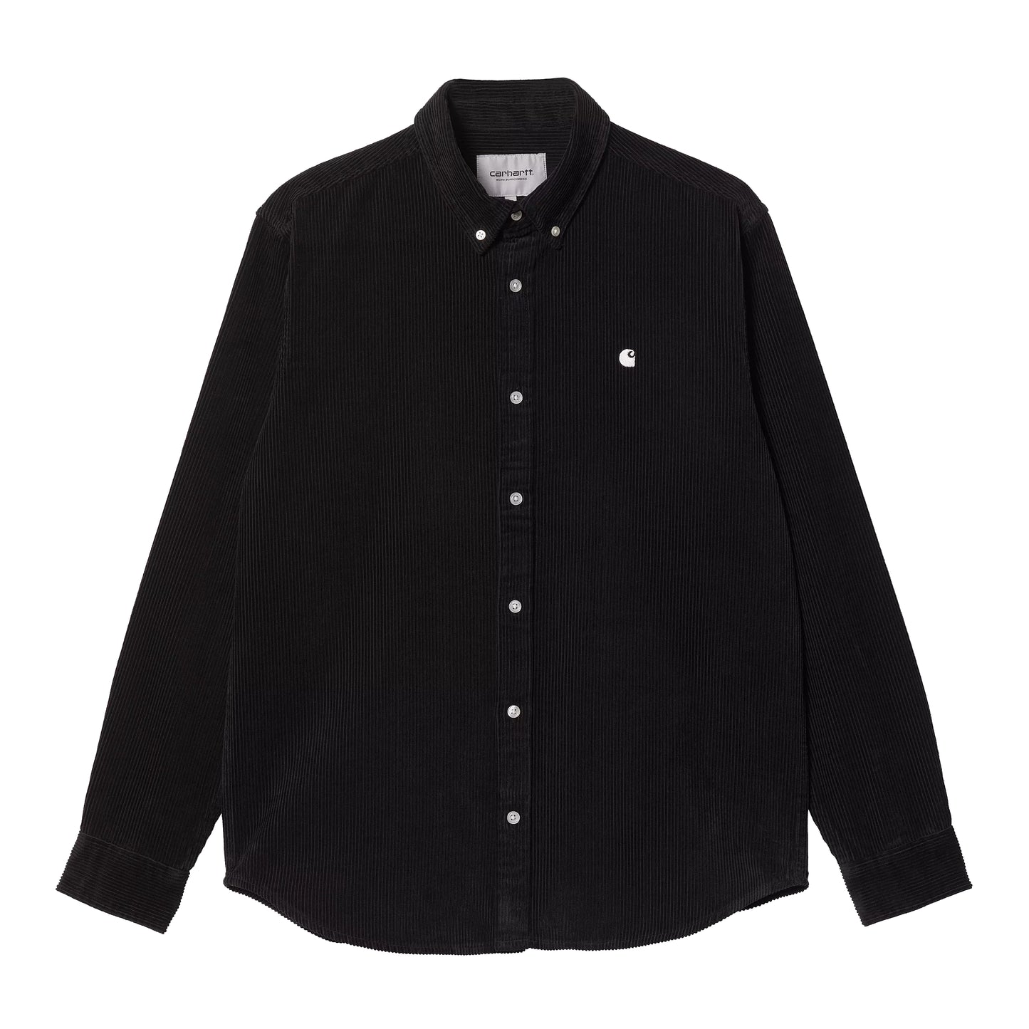 Carhartt WIP - L/S Madison Fine Cord Shirt - BLACK / WAX / Sort - Skjorter