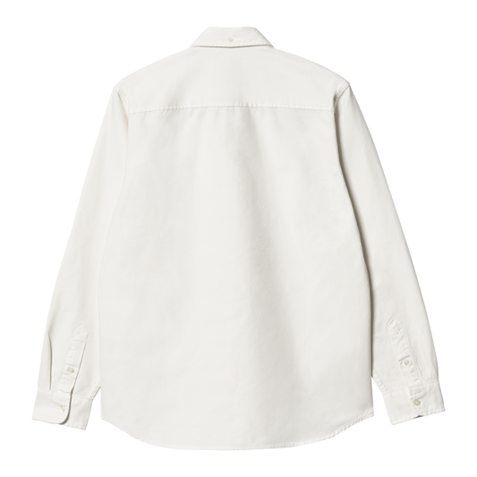 Carhartt WIP L/S Bolton Shirt White Garment Dyed