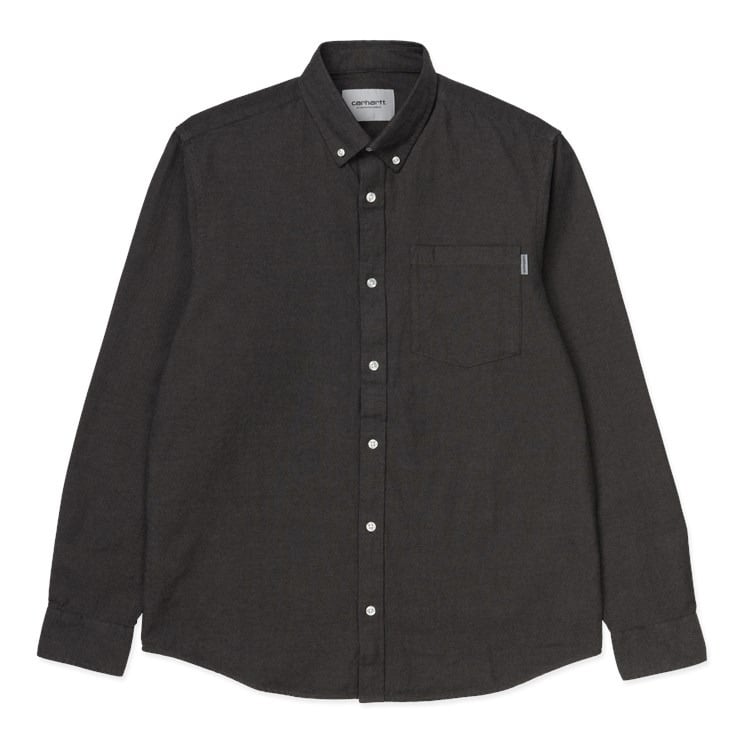 Carhartt WIP - L/S Dalton Shirt - BLACK AIR FORCE GREY / Sort - Skjorter