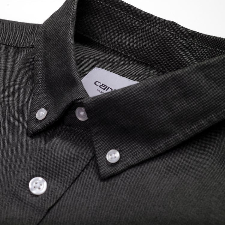 Carhartt WIP - L/S Dalton Shirt - BLACK / HUSKY / Sort - Skjorter