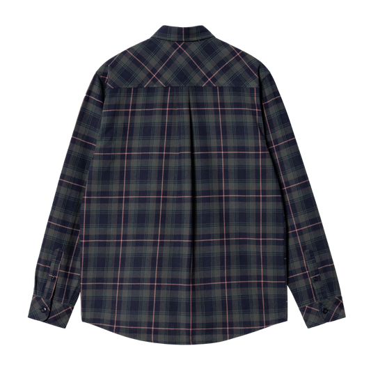 Carhartt WIP - L/S Lermond Shirt - JUNIPER / DARK NAVY / Grøn - Skjorter