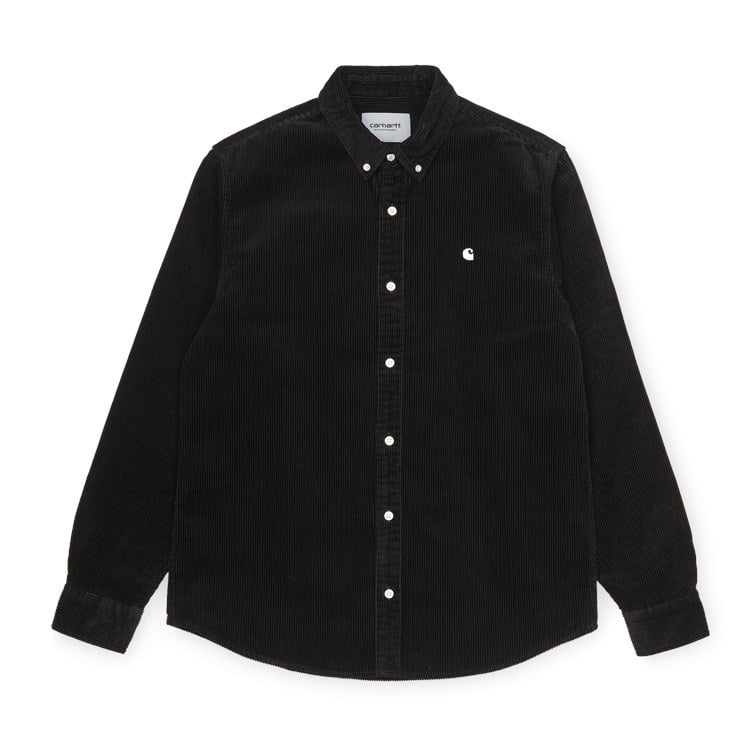 Carhartt WIP - L/S Madison Cord Shirt - BLACK / WAX / Sort - Skjorter