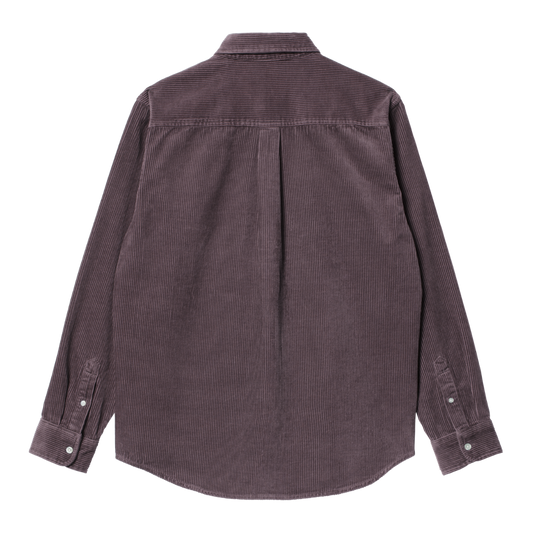 Carhartt WIP - L/S Madison Cord Shirt - MISTY THISTLE / BLAC / Lilla - Skjorter