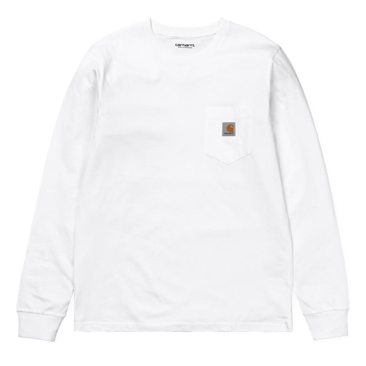 Carhartt WIP - L/S Pocket T-Shirt - WHITE / Hvid - T-Shirts