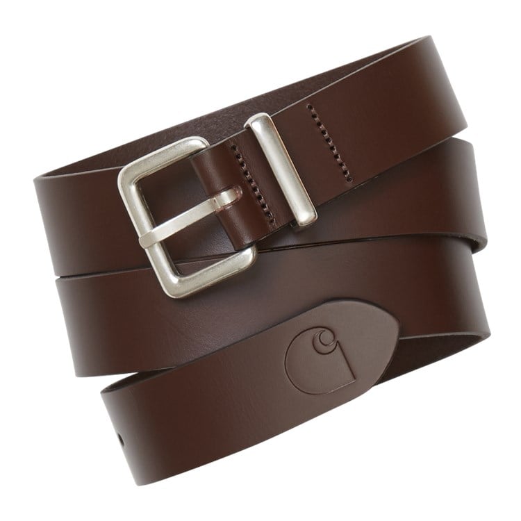Carhartt WIP - Logo Belt - DARK BROWN / SILVER / Brun - Accessories