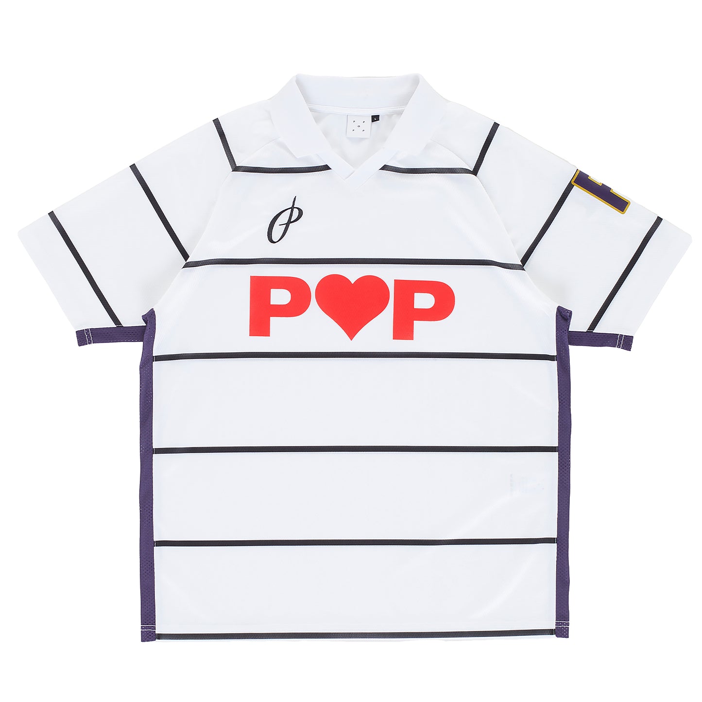 Pop Trading Company - Striped Sportif Shirt White - WHITE / Striber||Hvid||Sort - T-Shirts