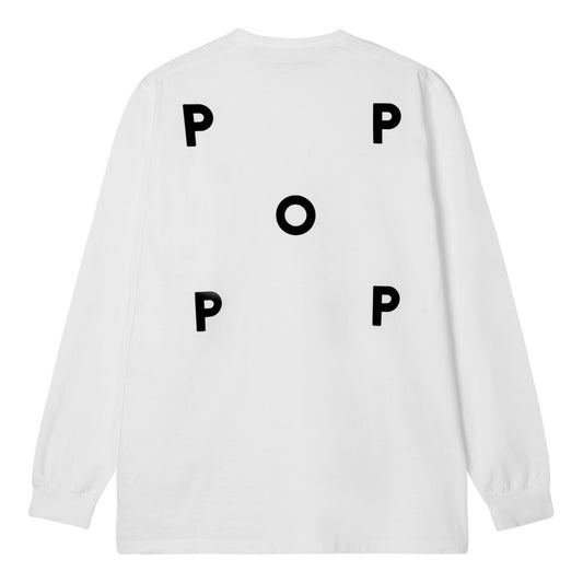 Pop Trading Company - Logo Longsleeve T-Shirt - WHITE / BLACK / Hvid - T-Shirts