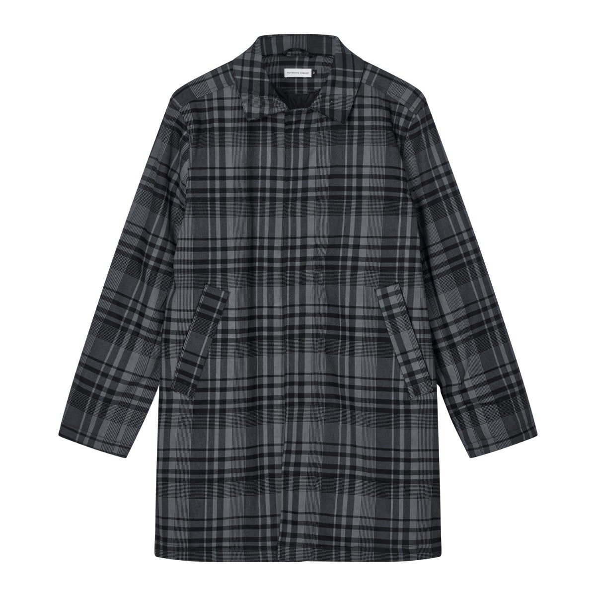 Pop Trading Company - Checked Padded Trench Coat - CHECK / Grå - Jakker