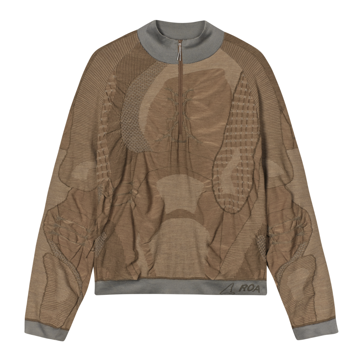 ROA - Half Zip 3D Knit - brown / grey - Herre > Strik