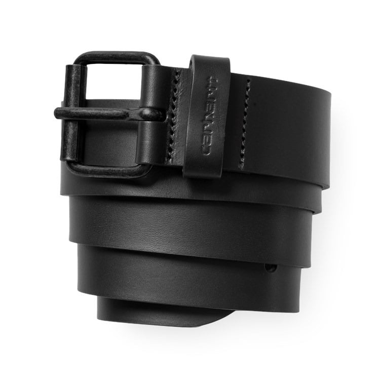 Carhartt WIP - Script Belt Leather - BLACK/BLACK / Sort - Accessories