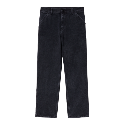 Carhartt WIP - Single Knee Pant Smith - BLACK STONE WASHED / Sort - Bukser