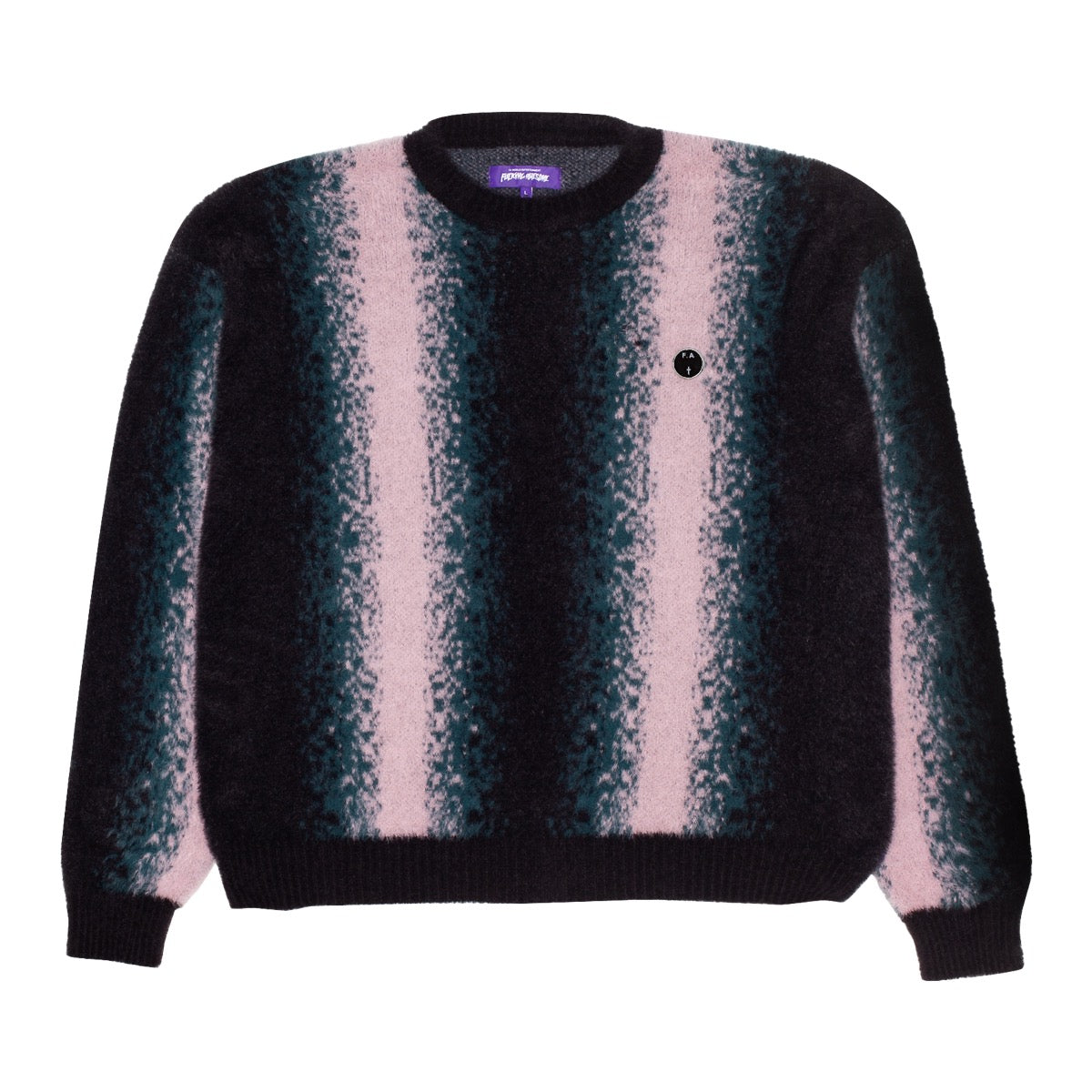 Fucking Awesome - Faux Hairy Crewneck - BLACK / TEAL / PINK / Pink||Sort||Mønster - Strik