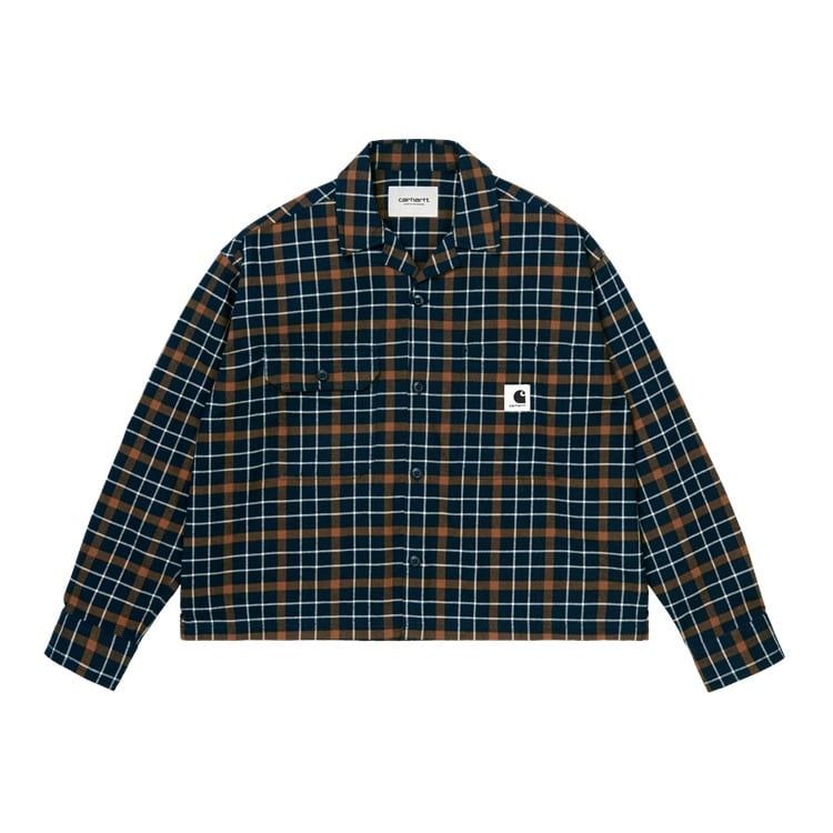 Carhartt WIP - W' L/S Baxter Shirt - ASTRO / TAWNY / Blå - Skjorter