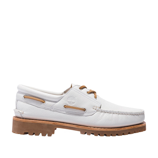 Timberland - 3-Eye Lug Handsewn Boat Shoe - WHITE FULL GRAIN / Hvid - Sko