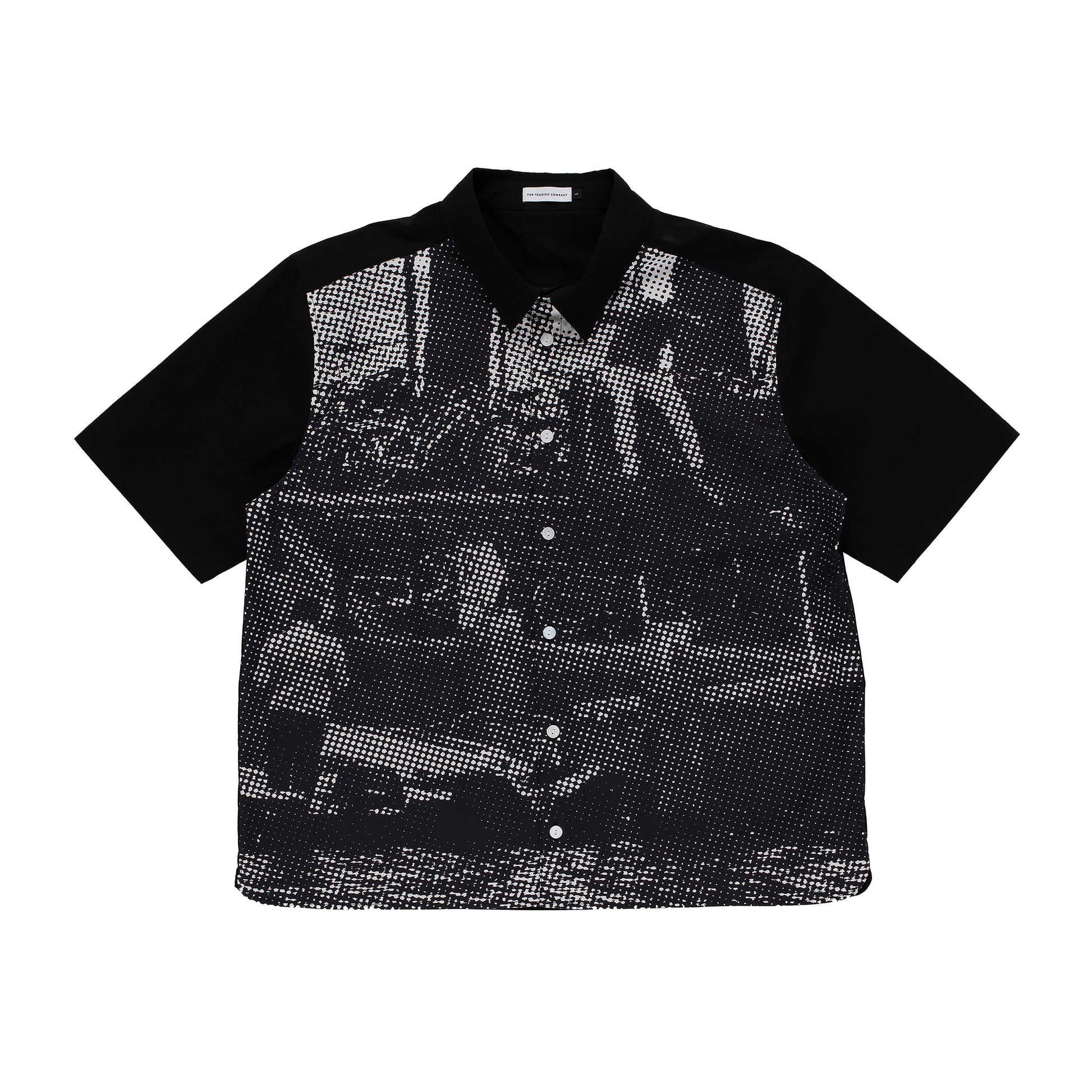 Pop Trading Company - Chima Shortsleeve Shirt - BLACK / WHITE / Sort||Mønster - Skjorter