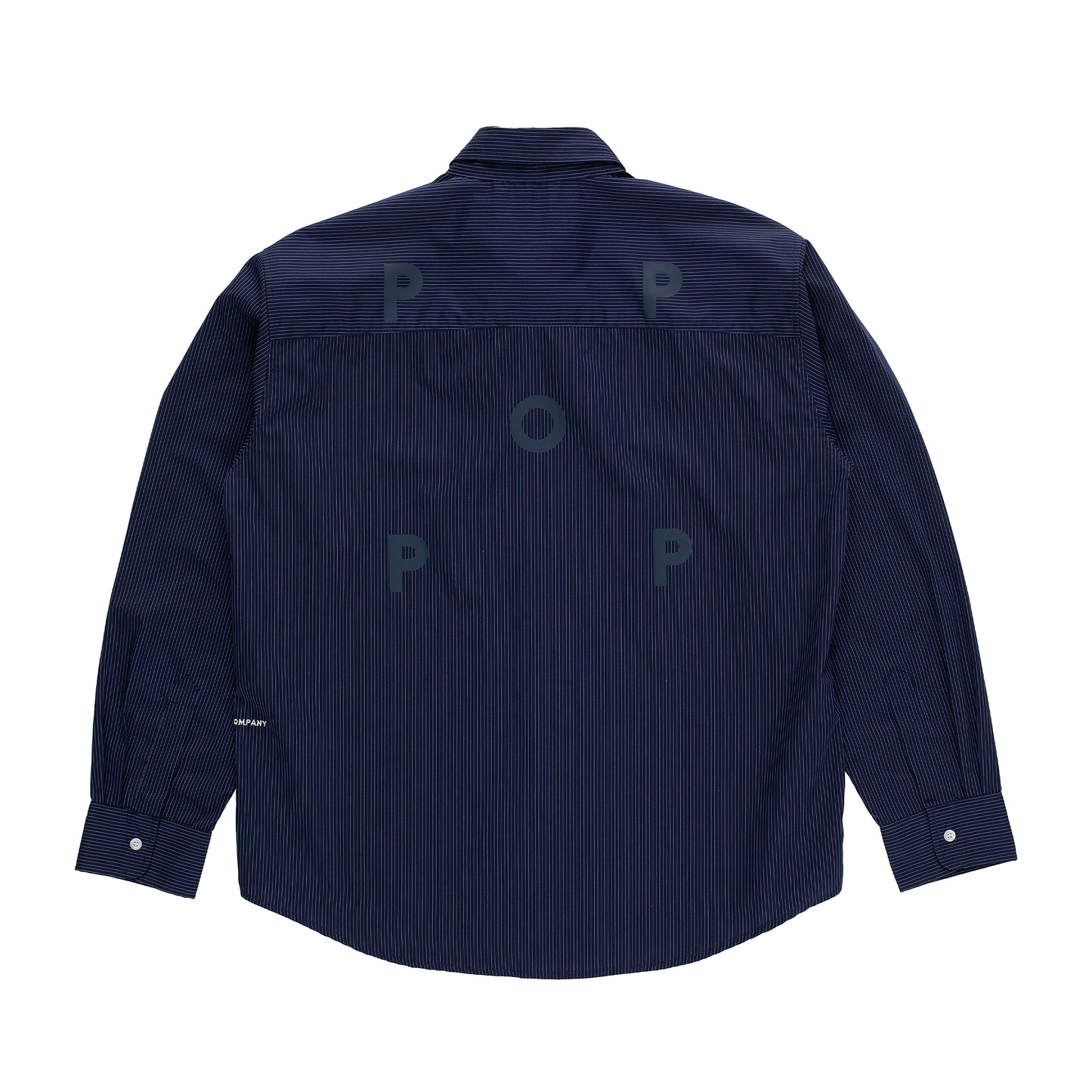 Pop Trading Company - Striped Logo Shirt - NAVY / Blå||Striber - Skjorter