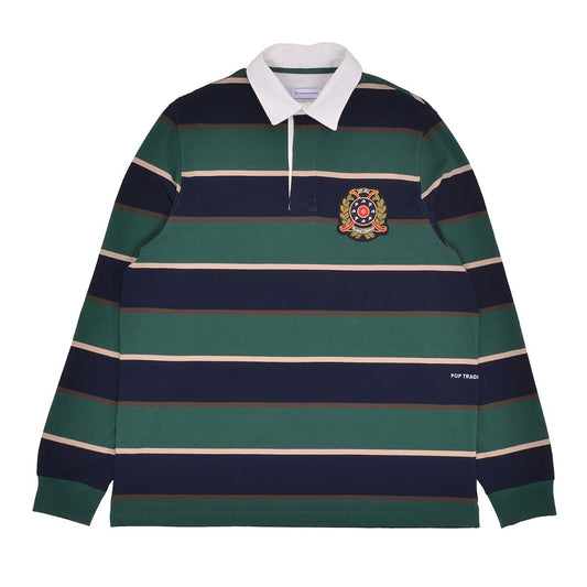 Pop Trading Company - Striped Rugby Polo - PINE GROVE / Grøn - Polos