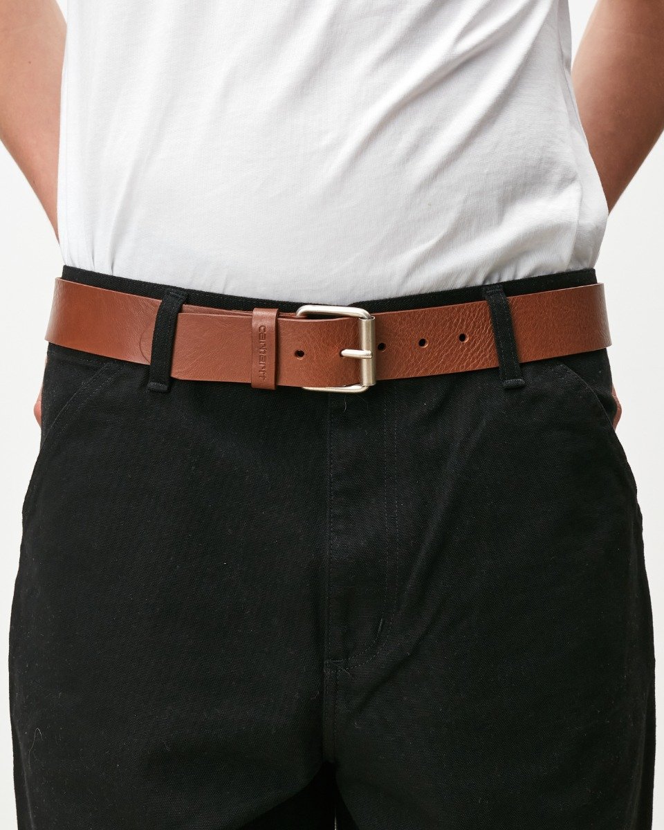 Scipt Belt Cognac / Silver