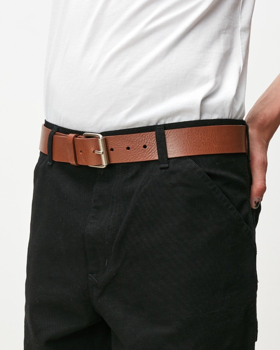 Scipt Belt Cognac / Silver