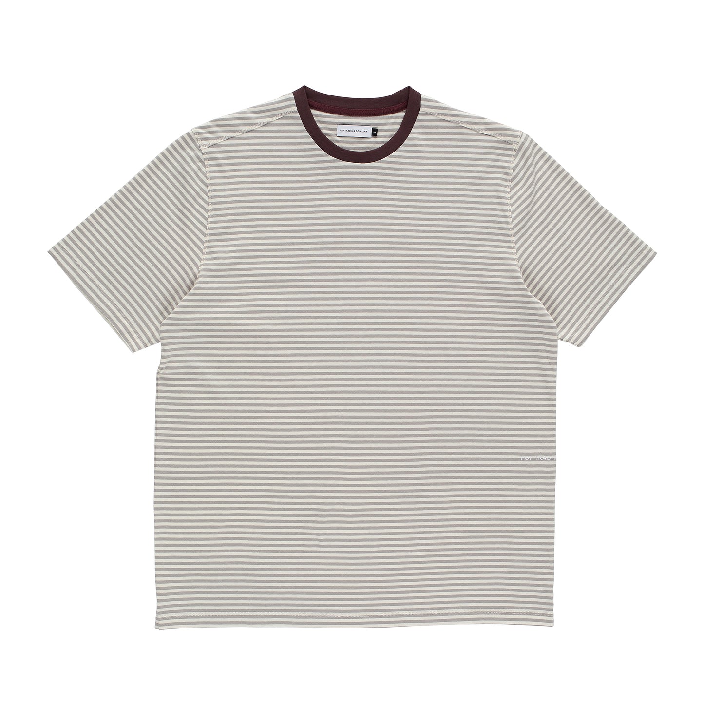 Pop Trading Company - Striped Logo T-Shirt - QUARRY / Grå||Striber - T-Shirts