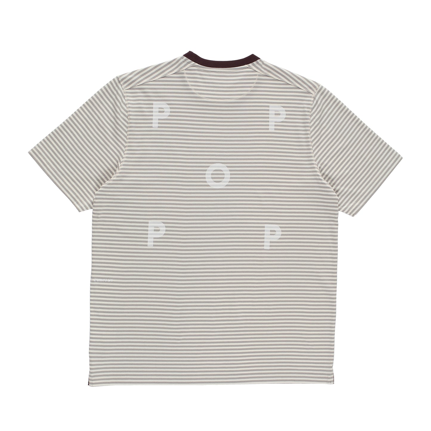 Pop Trading Company - Striped Logo T-Shirt - QUARRY / Grå||Striber - T-Shirts