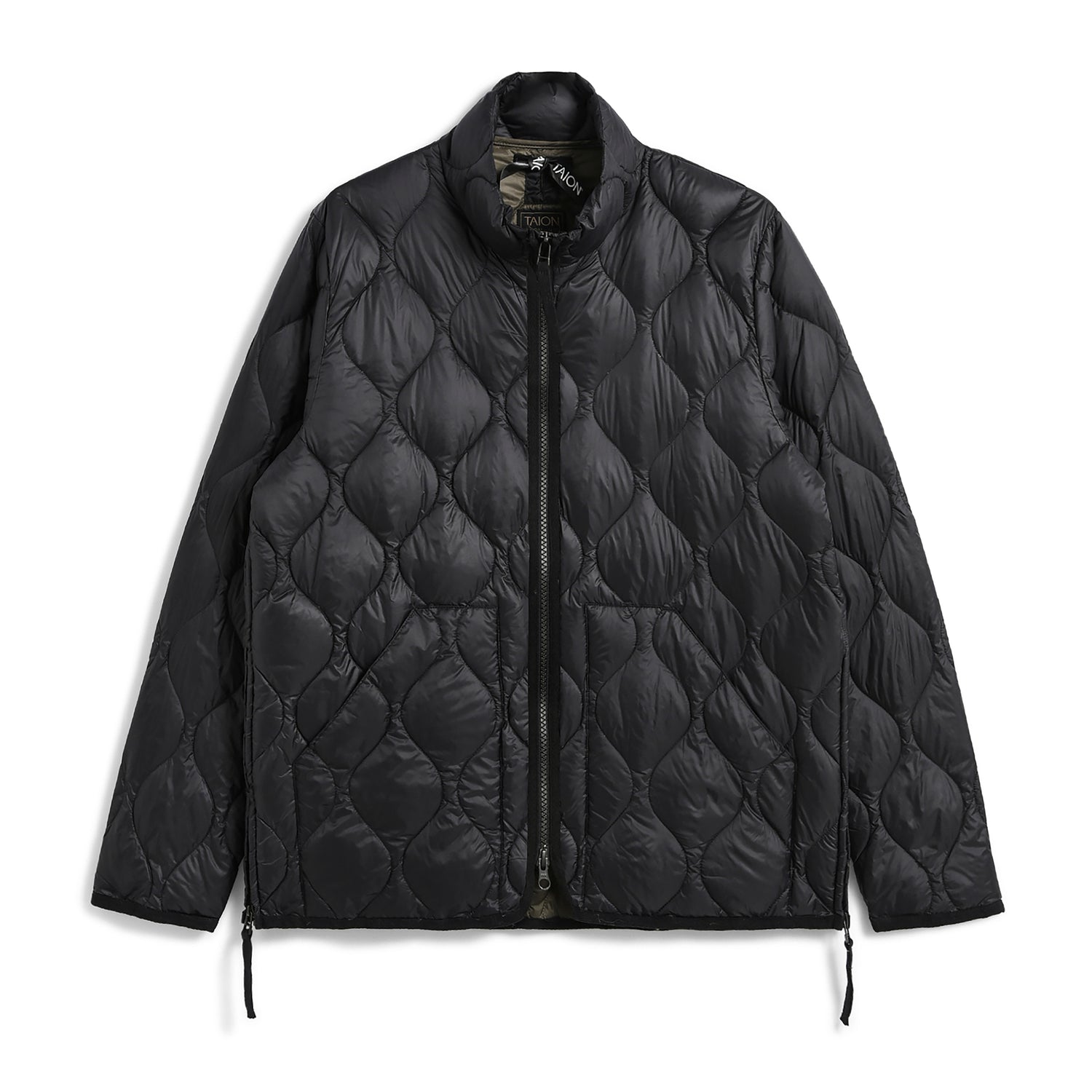 Taion sort quiltet jakke med diamond-quilt, høj krave og full-zip i slank pasform