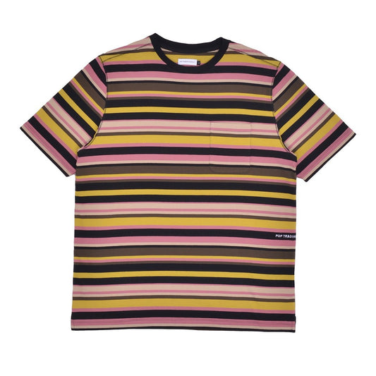 Pop Trading Company - Striped Pocket T-Shirt - BLACK / MULTI / Sort||Striber||Rød - T-Shirts