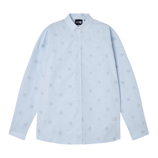 New Era - MLB MONOGRAM NEW YORK YANKEES LONG SLEEVE SHIRT - PASTEL BLUE / Blå - Skjorter
