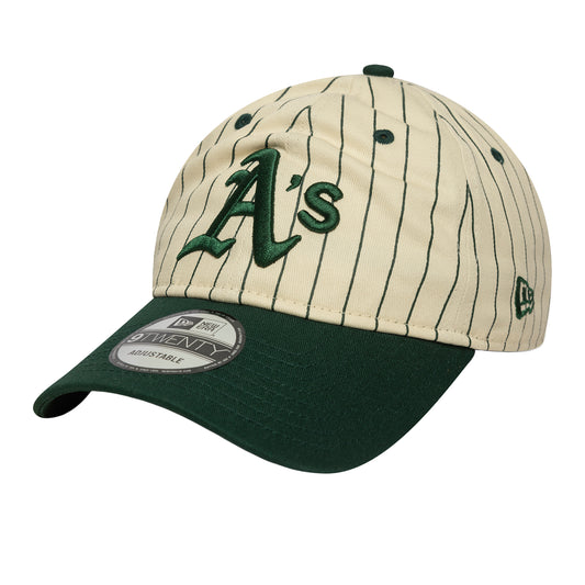 New Era - Oakland Athletics MLB Pinstripe Dark Green 9TWENTY Adjustable Cap - DARK GREEN / Grøn||Hvid - Accessories