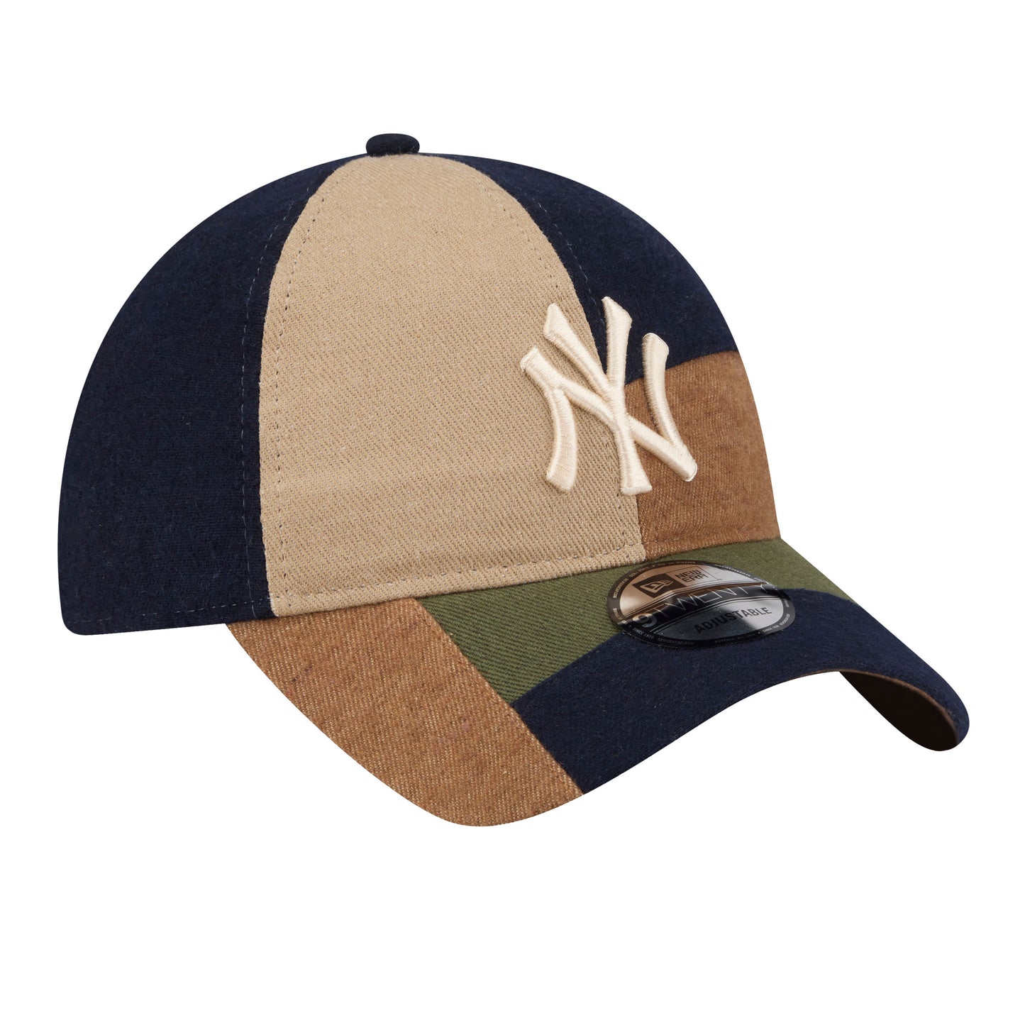 New York Yankees MLB Patchwork Open Brown 9TWENTY Adjustable Cap.