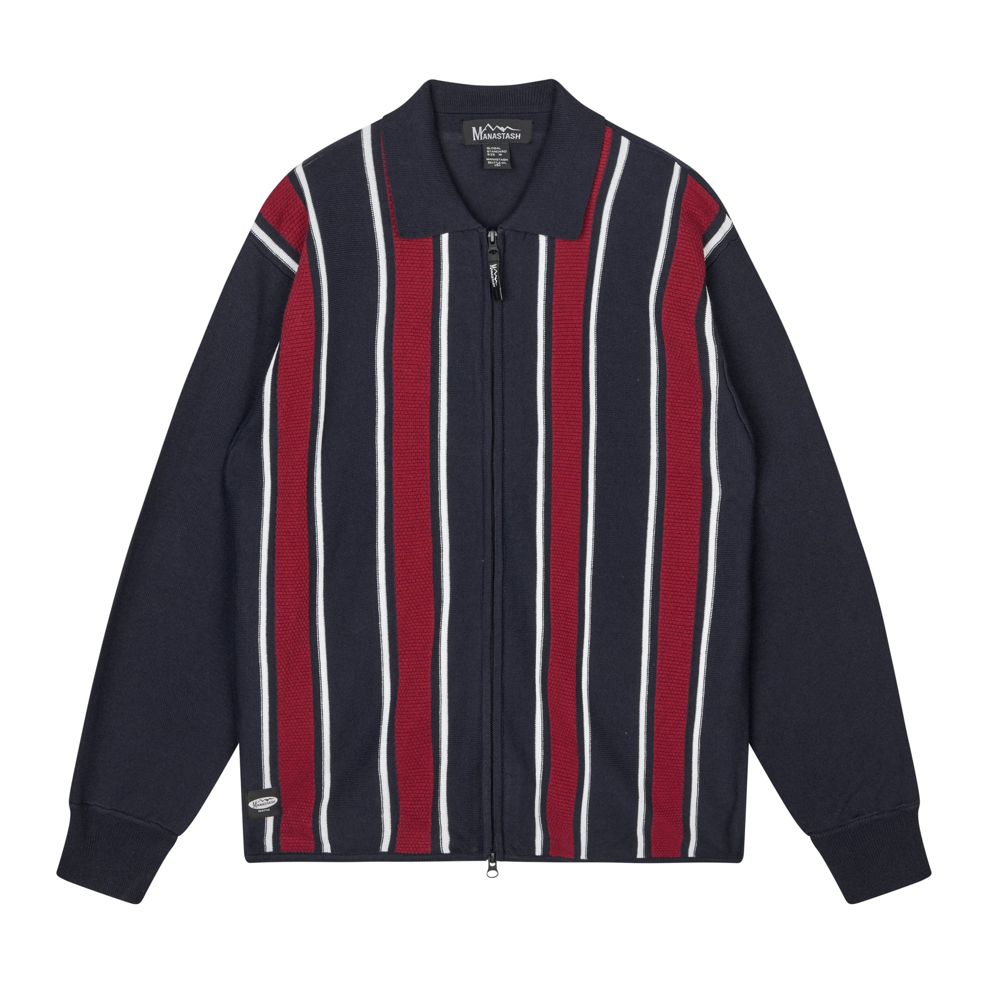 Manastash - MCA Stripe Zip Knit - navy - Herre > Strik