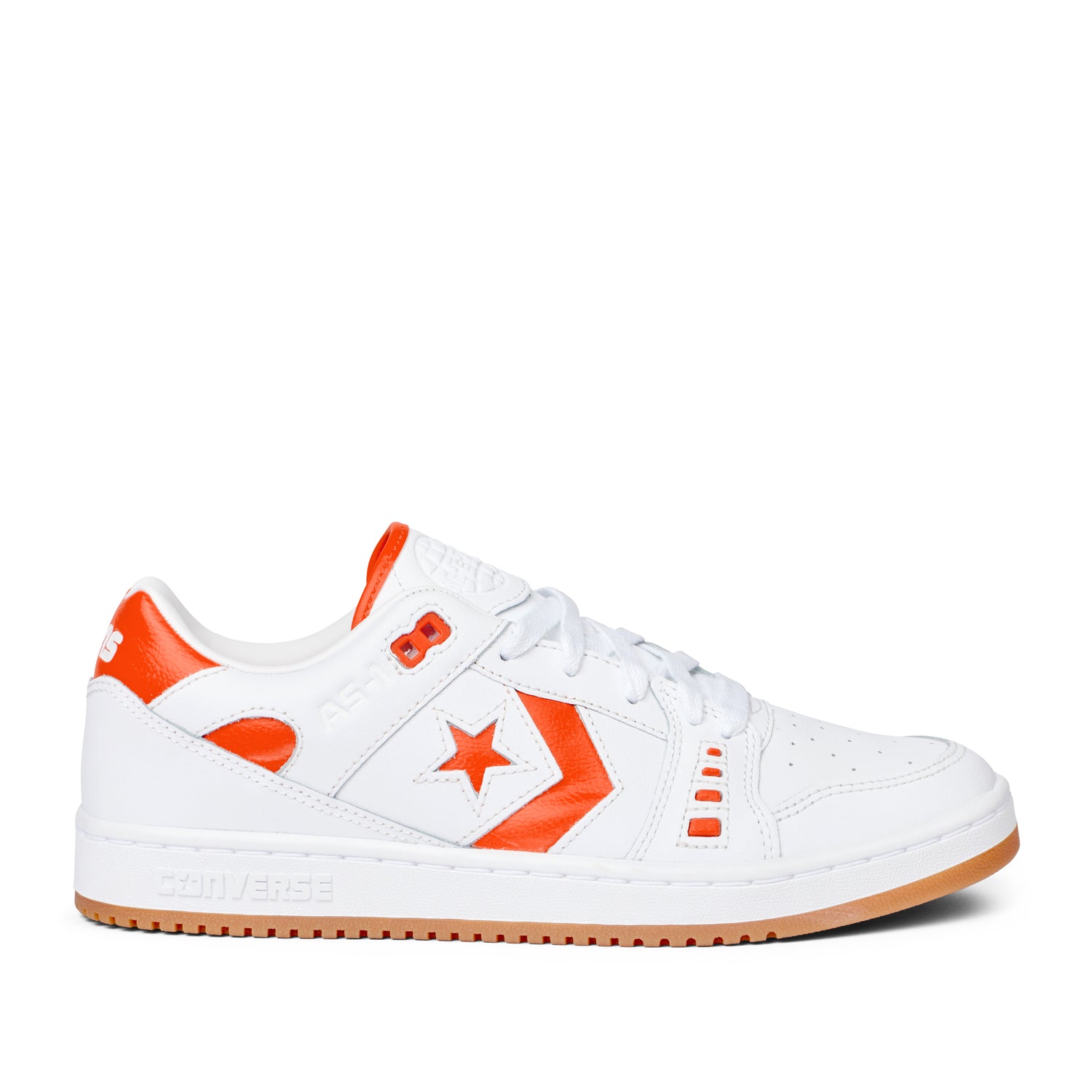 Converse AS-1 Pro lav sneaker i hvid læder med orange hældetaljer og gummisål