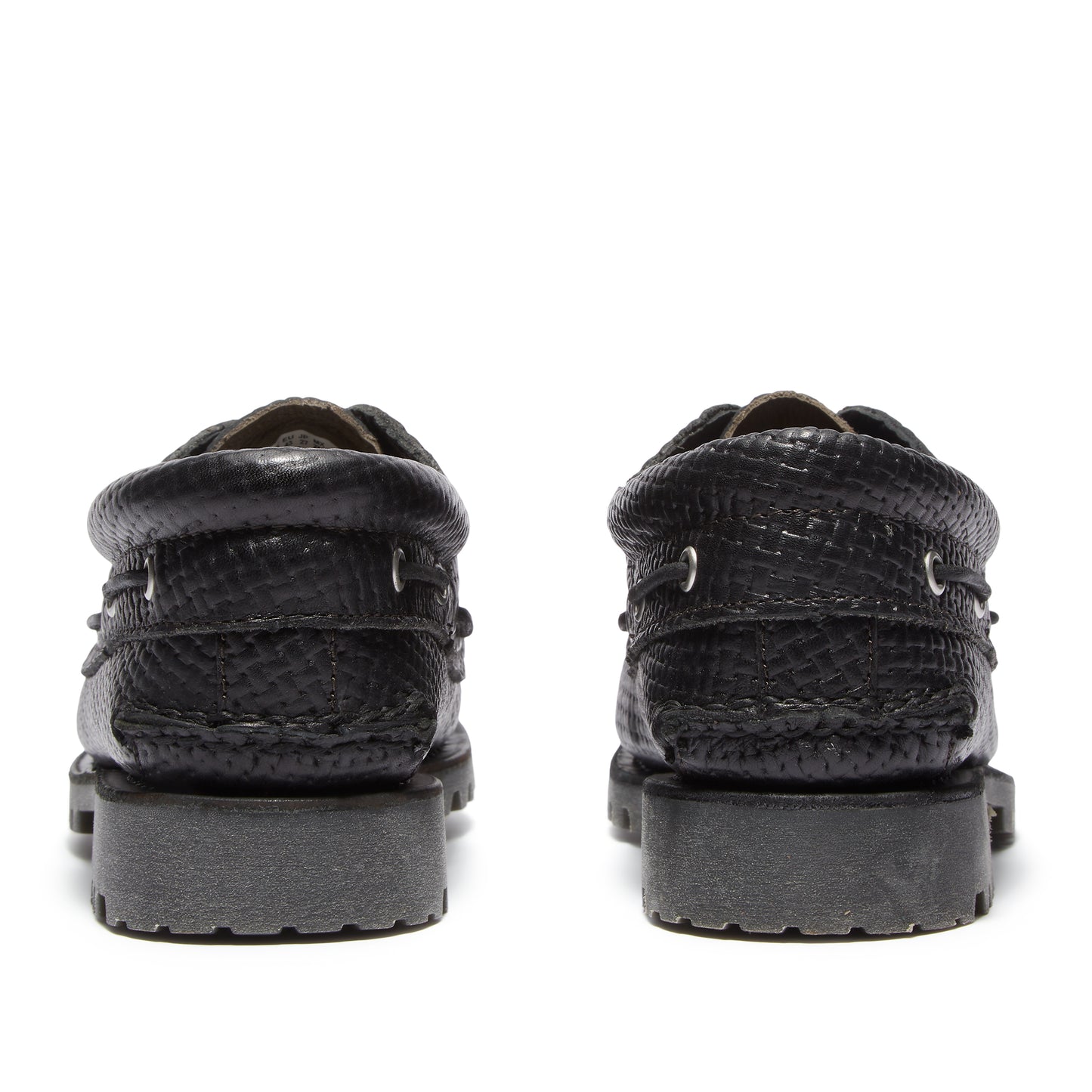 AUTH BOAT SHOE BLACK F GRAIN W DK BROWN