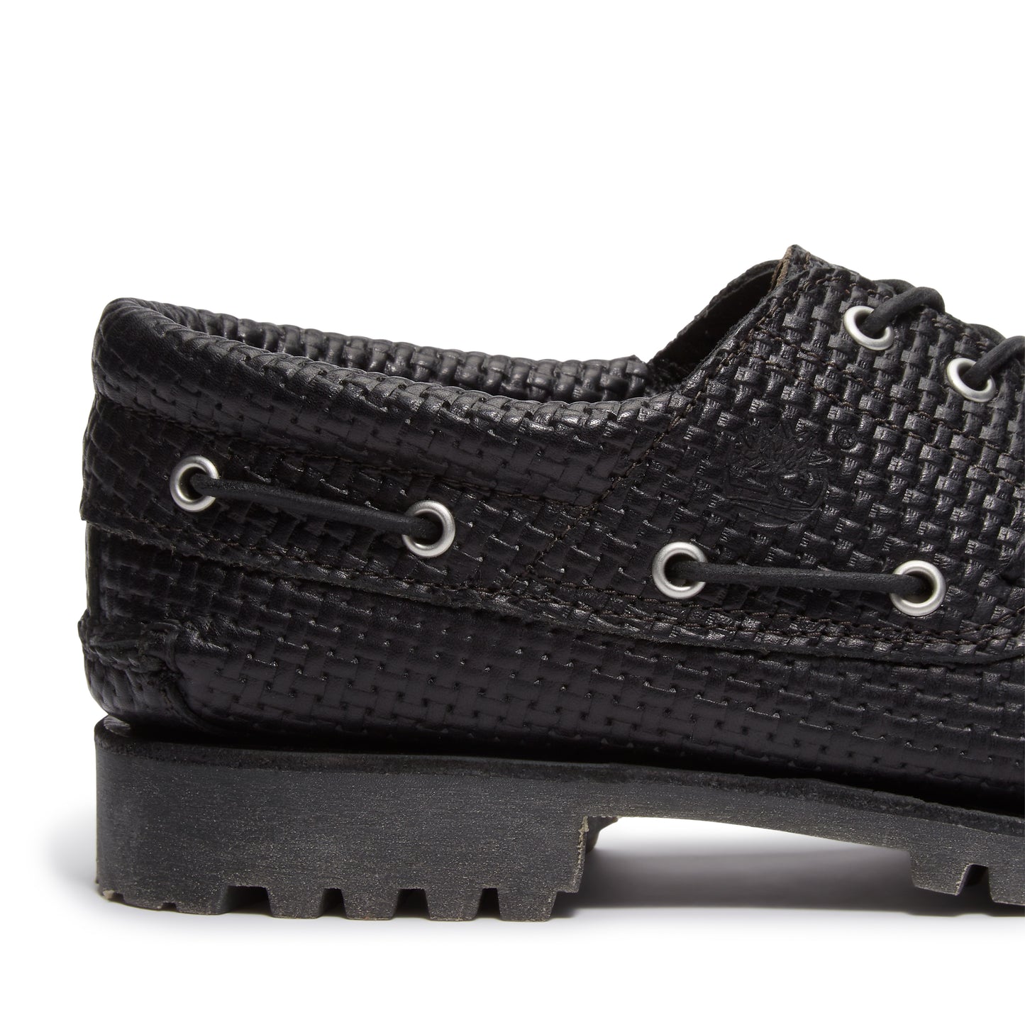AUTH BOAT SHOE BLACK F GRAIN W DK BROWN