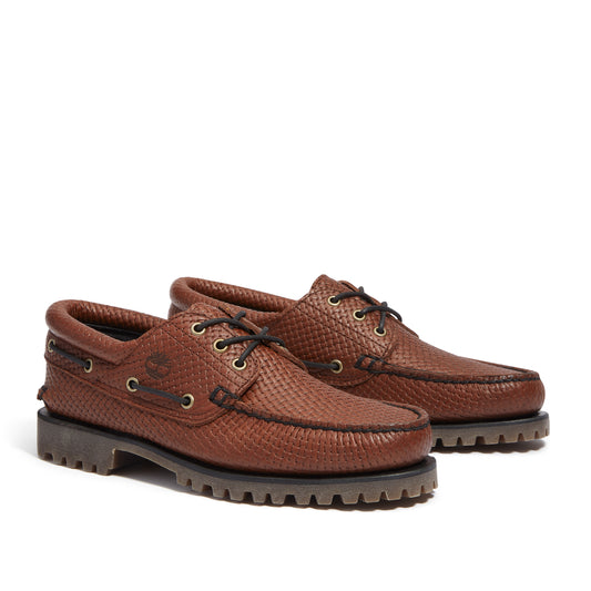 AUTH BOAT SHOE MEDIUM BROWN FULL GRAIN
